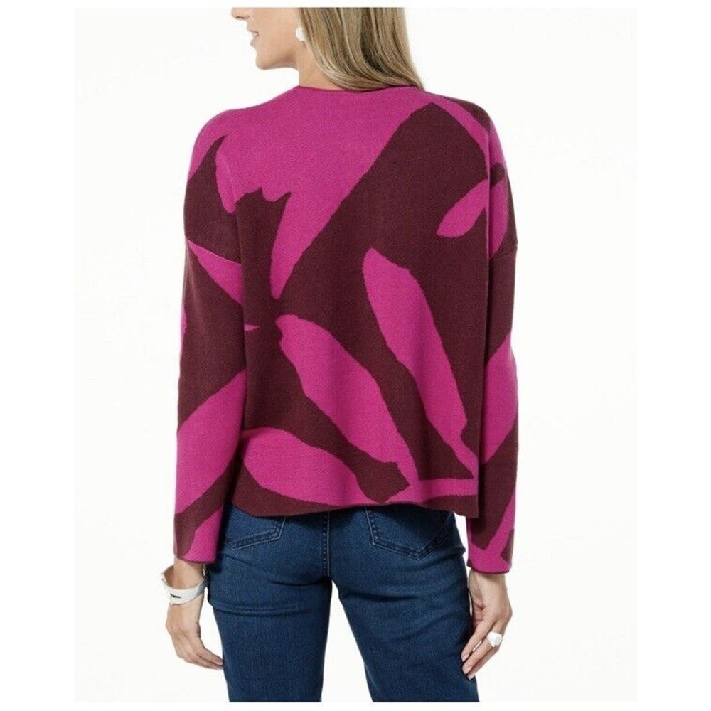 Marla Wynne Sweater Size XS Knit Pink Abstract Art To Wear Artsy Crewneck​​​ - Picture 2 of 11